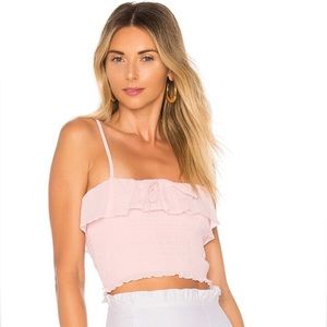 Revolve Ruffle Crop Top in Pink (XS)